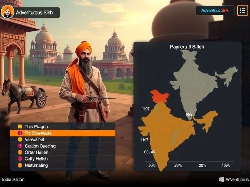 Adventurous Sikh gameplay screenshot showing character in historical Indian setting